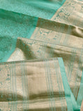 Light Blue kanjeevaram saree with a heavy embroidered blouse