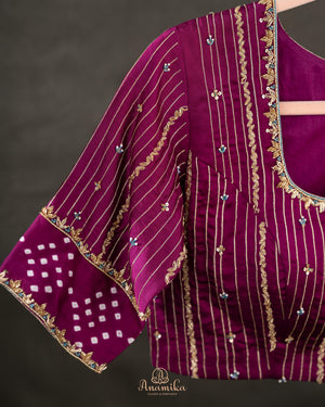 Kalamkari and Bandini fusion on modal silk