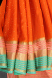 Pure mysore crepe silk saree in a beautiful shade of orange