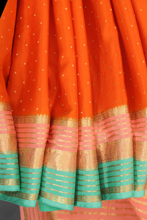 Pure mysore crepe silk saree in a beautiful shade of orange