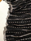Falling organza saree in black with all over sequins work