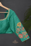 Gorgeous Chanderi saree in lemon yellow and blue combo