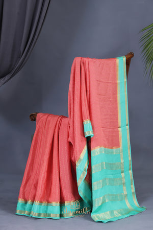 Stunning mysore crepe silk saree in a lovely combo