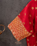 Stunning Gold & Red kanjeevaram saree with digital floral weave