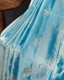 Stunning Copper Sulphate blue Kanjeevaram Tissue saree