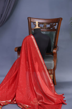 Soft Tussar with a contemporary elegance- Red