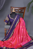 Kanjeevaram silk saree in a lovely rani pink shade