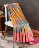 Lovely yellow and multi color kanjeevaram saree