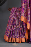 A stunning Banarasi Kora Jamdaani saree in purple