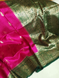 Majenta and Green Dupion Pattu saree