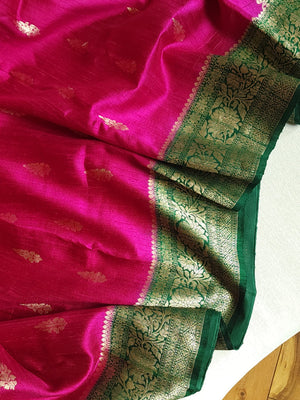 Majenta and Green Dupion Pattu saree