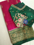 Majenta and Green Dupion Pattu saree