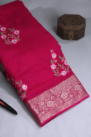 Soft Silk Saree in pink at a budget friendly price