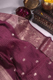 Kanchi soft silk saree in a lovely shade of dark magenta purple