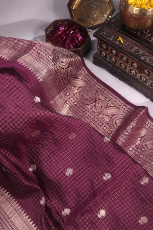 Kanchi soft silk saree in a lovely shade of dark magenta purple