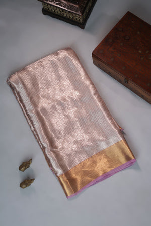 Regal Tissue Brocade saree in lovely lilac