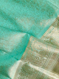 Pastel blue kanjeevaram with heavy bridal work blouse