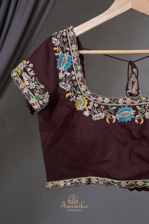 Timeless Ikkat patola elegance in rich chocolate brown