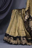 Banarasi tissue saree in stunning black and antique gold combo