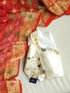 Red & Peach shaded Bandini Georgette saree