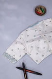 Elegant Crush Tissue saree in pastel blue with a stunning mirror work blouse