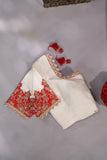 Elegant Raw Mango Pattu saree in a stunning red and white combo