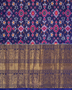 Beautiful Twill Silk Saree in green and blue border