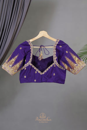 Gadwal saree in royal purple hue