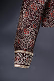 Earthy brown ajrak saree with swaroski stone work