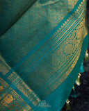 Timeless Gadwal Pattu saree - Teal elegance with gold Zari