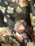 Elegant Black Organza saree with dreamy floral prints