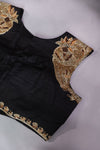 Black Bandini Gharchola saree with a showstopper blouse patter