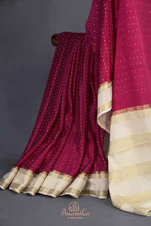 Stunning mysore crepe silk saree in magenta