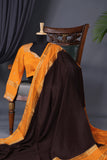 Mysore crepe silk saree in a lovely brown and light orange combo