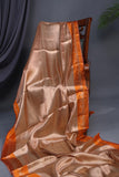 Banarasi brocade tissue saree in champagne with a beautiful light orange border