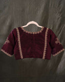 Brown blouse with traditional muggu design - purely vintage