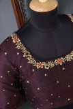 Kanjeevaram Saree in Plum with burnt orange combo