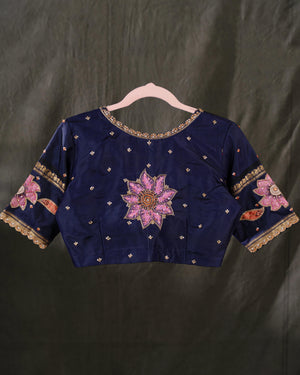 Deep orange Gadwal saree with handcrafted kalamkari appliqué work Border