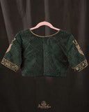 Dark Bottle Green blouse with all over cutdana work