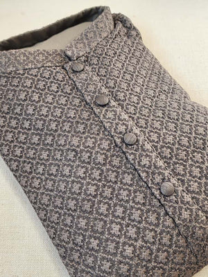 Grey heavy thread embroidered kurta