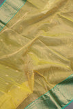 Gorgeous Chanderi saree in lemon yellow and blue combo