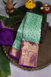 Mint Green Kanjeevaram saree with a purple border