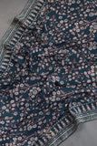 Deep teal blue Georgette saree