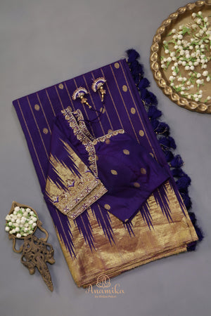 Gadwal saree in royal purple hue