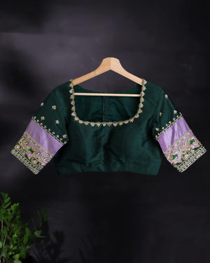 Gadwal kanchi saree in a beautiful lavender and emerald green combo