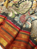 A classic kanchi kalamkari saree with a pure Patola blouse