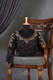 Black Georgette saree with full sleeves blouse