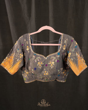 Mango yellow Gadwal pattu saree with non Zari concept