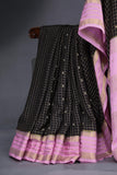 Mysore crepe silk saree in a lovely black and blush pink combo