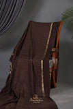 Rich chocolate brown shade mysore crepe silk saree